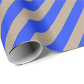 Rustieke Kraft Cobalt Blue Wide Stripe Vakantie Cadeaupapier (Rol Hoek)