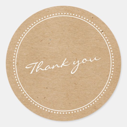Rustieke kraft dank u script belettering stippelen ronde sticker (Voorkant)