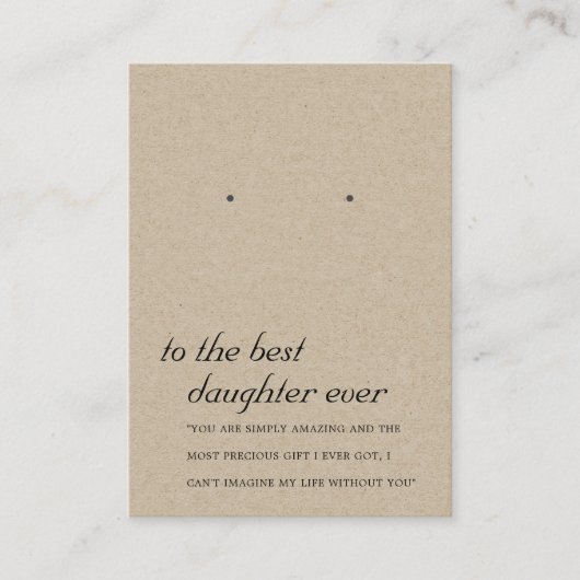 RUSTIEKE KRAFT DOCHTER VRIEND OORRING DISPLAY KAAR PLAATSKAARTJE (Voorkant)