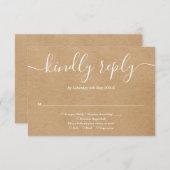 Rustieke Kraft Eenvoudige Elegante Script RSVP Kaartje (Voorkant / Achterkant)