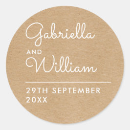 Rustieke Kraft Elegant Script Favor Ronde Sticker