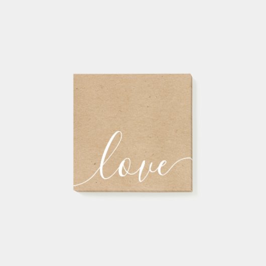 Rustieke Kraft Elegant Script Liefde Post-it® Notes (Voorkant)