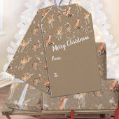 Rustieke Kraft Elegant Sneeuwrijke Winter Dieren V Cadeaulabel