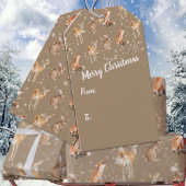 Rustieke Kraft Elegant Sneeuwrijke Winter Dieren V Cadeaulabel