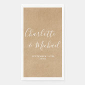 Rustieke Kraft Elegante Handtekening Trouwscript Servet (Voorkant)
