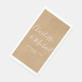 Rustieke Kraft Elegante Handtekening Trouwscript Servet (Hoek)