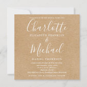 Rustieke Kraft Elegante Script All In One Trouwen Kaart (Voorkant)