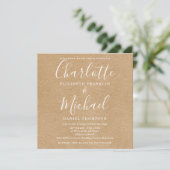 Rustieke Kraft Elegante Script All-in-One Trouwkaa Kaart (Staand voorkant)