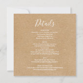 Rustieke Kraft Elegante Script All-in-One Trouwkaa Kaart (Achterkant)