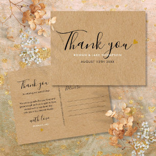 Rustieke Kraft Elegante Script Bedankt Briefkaart