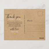 Rustieke Kraft Elegante Script Gouden Hart Bedankt Briefkaart (Achterkant)