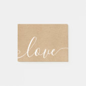 Rustieke Kraft Elegante Script Liefde Post-it® Notes (Voorkant)