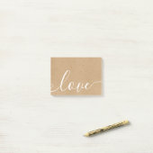 Rustieke Kraft Elegante Script Liefde Post-it® Notes (Op bureau)