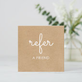 Rustieke Kraft Elegante Script Verwijzing Bedankkaart (Staand voorkant)