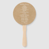 Rustieke Kraft Elegante Trouwprogramma Script Handwaaier (Achterkant)