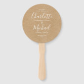 Rustieke Kraft Elegante Trouwprogramma Script Handwaaier (Voorkant)