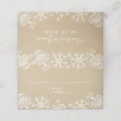 Rustieke Kraft en Bloemen Lace Wedding Plaatskaartje (Buitenkant ongevouwen)