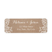 Rustieke Kraft en Kant Bruiloft Retouradres Label (Voorkant)