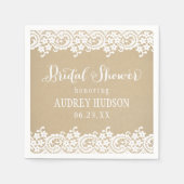 Rustieke Kraft en Kant Bruiloft Vrijgezellenfeest Servetten (Voorkant)