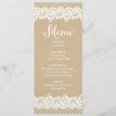 Rustieke Kraft en Kant Bruiloftsdiner Menu (Voorkant)