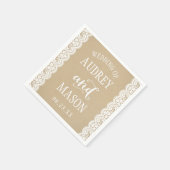 Rustieke Kraft en Kant Monogram Huwelijk Servetten (Hoek)