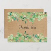 Rustieke Kraft Eucalyptus Bladeren Zakelijk Bedank Briefkaart (Voorkant / Achterkant)