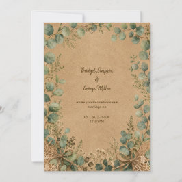 Rustieke Kraft Eucalyptus kant Bruiloft  Kaart