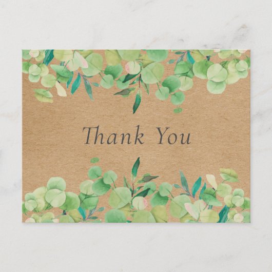 Rustieke Kraft Eucalyptus laat zaken achter dank u Briefkaart (Voorkant)