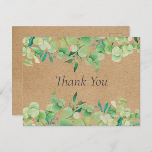 Rustieke Kraft Eucalyptus laat zaken achter dank u Briefkaart (Voorkant / Achterkant)