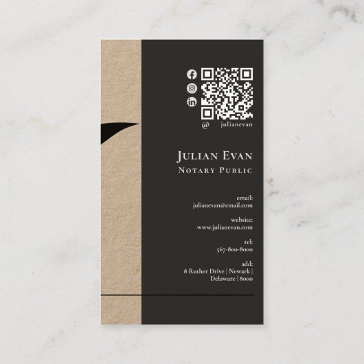 Rustieke Kraft Feather pen penpunt Notaris Public Visitekaartje (Achterkant)