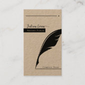 Rustieke Kraft Feather pen penpunt Notaris Public Visitekaartje (Voorkant)