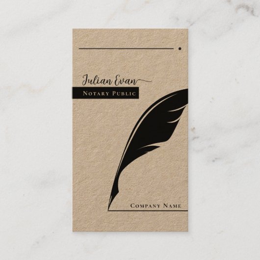 Rustieke Kraft Feather pen penpunt Notaris Public Visitekaartje (Voorkant)