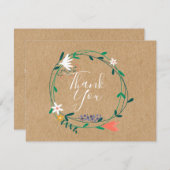Rustieke Kraft Floral Garland Business Dank u Bedankkaart (Voorkant / Achterkant)