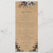 Rustieke Kraft Forest Bloemen Pinecones bruiloft Menu (Voorkant)