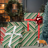 Rustieke Kraft Forest Green Snoep Stripes Vakantie Cadeaupapier