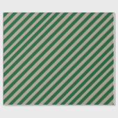 Rustieke Kraft Forest Green Wide Stripe Vakantie Cadeaupapier (Vlak)