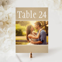 Rustieke Kraft Foto Huwelijk Tafel Nummerkaart