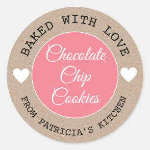 Rustieke kraft gebakken met liefde Choco koekjes R Ronde Sticker