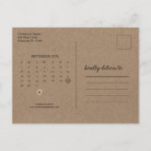 Rustieke Kraft Gedroogde Zonnebloem Bruiloft Save  Briefkaart (Achterkant)