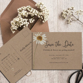Rustieke Kraft Gedroogde Zonnebloem Bruiloft Save  Briefkaart