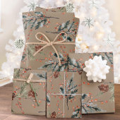 Rustieke Kraft gemengde sparren dennenappels rode  Inpakpapier Vel