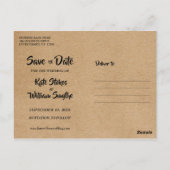 Rustieke Kraft Gold Heart Kalender Save the Date Briefkaart (Achterkant)