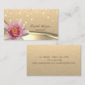 Rustieke Kraft, Gouden Confetti, Waterverf Lotus Visitekaartje (Voorkant / Achterkant)