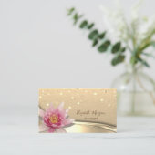 Rustieke Kraft, Gouden Confetti, Waterverf Lotus Visitekaartje (Staand voorkant)