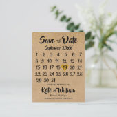 Rustieke Kraft Gouden Hart Kalender Bewaar de Datu Aankondigingskaart (Staand voorkant)