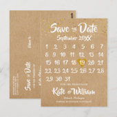 Rustieke Kraft Gouden Hart Kalender Bewaar de Datu Briefkaart (Voorkant / Achterkant)