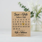 Rustieke Kraft Gouden Hart Kalender Bewaar de Datu Briefkaart (Staand voorkant)