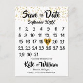 Rustieke Kraft Gouden Hart Kalender Save the Date Aankondigingskaart (Voorkant)