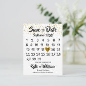 Rustieke Kraft Gouden Hart Kalender Save the Date Aankondigingskaart (Staand voorkant)