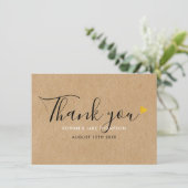 Rustieke Kraft Gouden Harten Elegante Schrift Bedankkaart (Staand voorkant)